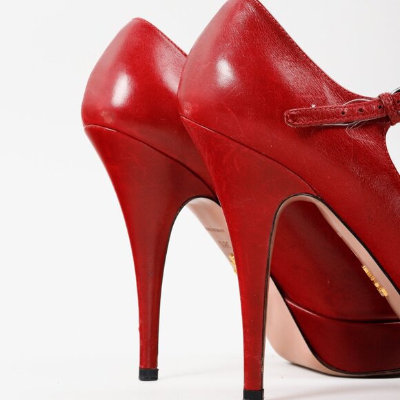 Prada Red Patent Leather Mary Jane Platform Pumps - Picture 8 of 10